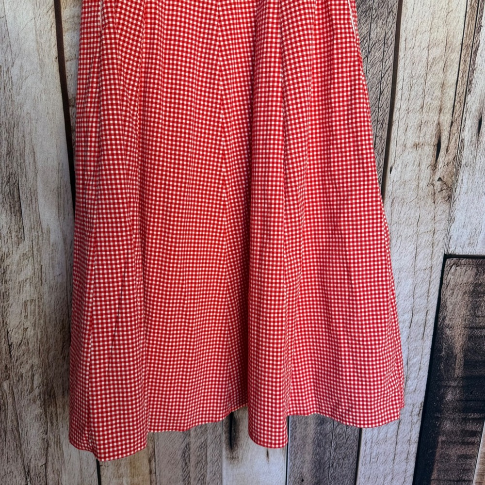 Abercrombie & Fitch Strapless Dress Gingham Midi Cottagecore Picnic Red White XS - Picture 6 of 7